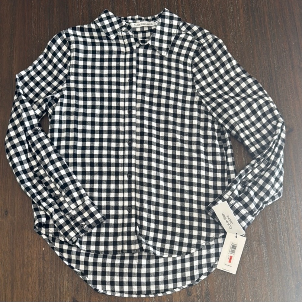 Calvin Klein Jeans Black and White Casual Button Down Shirt